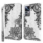 For Xiaomi 12T Pro/12T/Redmi K50 Ultra 3D Painting Pattern TPU + PU Phone Case(Diagonal Black Flower) - 1