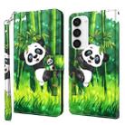 For Samsung Galaxy S23 5G 3D Painting Pattern TPU + PU Phone Case(Panda Climbing Bamboo) - 1