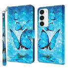 For Samsung Galaxy S23 5G 3D Painting Pattern TPU + PU Phone Case(Three Butterflies) - 1
