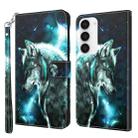 For Samsung Galaxy S23 5G 3D Painting Pattern TPU + PU Phone Case(Wolf) - 1