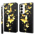 For Samsung Galaxy S23 5G 3D Painting Pattern TPU + PU Phone Case(Gold Butterfly) - 1