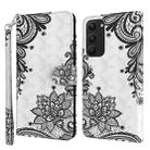 For Samsung Galaxy S23+ 5G 3D Painting Pattern TPU + PU Phone Case(Diagonal Black Flower) - 1