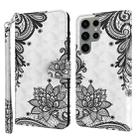 For Samsung Galaxy S23 ultra 5G 3D Painting Pattern TPU + PU Phone Case(Diagonal Black Flower) - 1