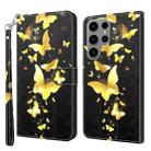 For Samsung Galaxy S23 ultra 5G 3D Painting Pattern TPU + PU Phone Case(Gold Butterfly) - 1