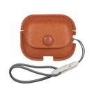 For AirPods Pro 2 Litchi Texture PU Leather Earphone Protective Case with Lanyard(Light Brown) - 1