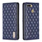 For OPPO A7 Diamond Lattice Magnetic Leather Flip Phone Case(Blue) - 1