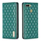 For OPPO A7 Diamond Lattice Magnetic Leather Flip Phone Case(Green) - 1