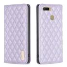 For OPPO A7 Diamond Lattice Magnetic Leather Flip Phone Case(Purple) - 1