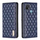 For OPPO A15 Diamond Lattice Magnetic Leather Flip Phone Case(Blue) - 1