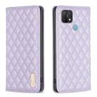 For OPPO A15 Diamond Lattice Magnetic Leather Flip Phone Case(Purple) - 1