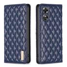 For OPPO A17 Diamond Lattice Magnetic Leather Flip Phone Case(Blue) - 1