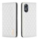 For OPPO A17 Diamond Lattice Magnetic Leather Flip Phone Case(White) - 1