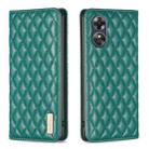 For OPPO A17 Diamond Lattice Magnetic Leather Flip Phone Case(Green) - 1