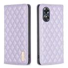 For OPPO A17 Diamond Lattice Magnetic Leather Flip Phone Case(Purple) - 1
