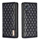 For OPPO A17 Diamond Lattice Magnetic Leather Flip Phone Case(Black) - 1