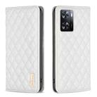 For OPPO A57 4G Diamond Lattice Magnetic Leather Flip Phone Case(White) - 1