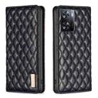 For OPPO A57 4G Diamond Lattice Magnetic Leather Flip Phone Case(Black) - 1