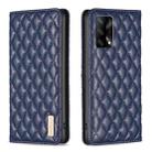 For OPPO A74 4G / F19 4G Diamond Lattice Magnetic Leather Flip Phone Case(Blue) - 1