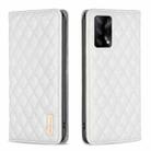 For OPPO A74 4G / F19 4G Diamond Lattice Magnetic Leather Flip Phone Case(White) - 1