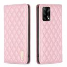 For OPPO A74 4G / F19 4G Diamond Lattice Magnetic Leather Flip Phone Case(Pink) - 1