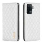 For OPPO A94 4G / Reno5 F / F19 Pro Diamond Lattice Magnetic Leather Flip Phone Case(White) - 1