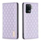 For OPPO A94 4G / Reno5 F / F19 Pro Diamond Lattice Magnetic Leather Flip Phone Case(Purple) - 1