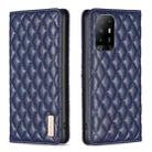 For OPPO A94 5G / F19 Pro+ Diamond Lattice Magnetic Leather Flip Phone Case(Blue) - 1