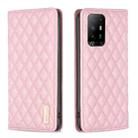 For OPPO A94 5G / F19 Pro+ Diamond Lattice Magnetic Leather Flip Phone Case(Pink) - 1