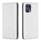 For OPPO Find X5 Pro Diamond Lattice Magnetic Leather Flip Phone Case(White) - 1