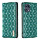 For OPPO Find X5 Pro Diamond Lattice Magnetic Leather Flip Phone Case(Green) - 1
