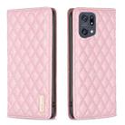 For OPPO Find X5 Pro Diamond Lattice Magnetic Leather Flip Phone Case(Pink) - 1