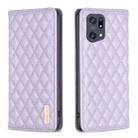 For OPPO Find X5 Pro Diamond Lattice Magnetic Leather Flip Phone Case(Purple) - 1