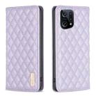 For OPPO Find X5 Diamond Lattice Magnetic Leather Flip Phone Case(Purple) - 1