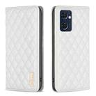 For OPPO Reno7 5G / Find X5 Lite Diamond Lattice Magnetic Leather Flip Phone Case(White) - 1