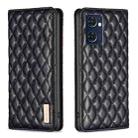 For OPPO Reno7 5G / Find X5 Lite Diamond Lattice Magnetic Leather Flip Phone Case(Black) - 1