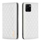 For vivo Y15s Diamond Lattice Magnetic Leather Flip Phone Case(White) - 1