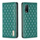 For vivo Y20 Diamond Lattice Magnetic Leather Flip Phone Case(Green) - 1