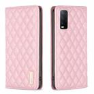 For vivo Y20 Diamond Lattice Magnetic Leather Flip Phone Case(Pink) - 1