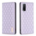 For vivo Y20 Diamond Lattice Magnetic Leather Flip Phone Case(Purple) - 1