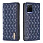 For vivo Y21s / Y21 / Y33s Diamond Lattice Magnetic Leather Flip Phone Case(Blue) - 1