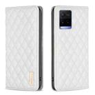 For vivo Y21s / Y21 / Y33s Diamond Lattice Magnetic Leather Flip Phone Case(White) - 1