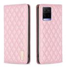 For vivo Y21s / Y21 / Y33s Diamond Lattice Magnetic Leather Flip Phone Case(Pink) - 1