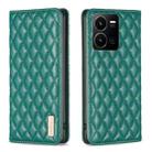 For vivo Y35 4G / Y22s Diamond Lattice Magnetic Leather Flip Phone Case(Green) - 1