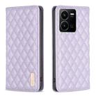 For vivo Y35 4G / Y22s Diamond Lattice Magnetic Leather Flip Phone Case(Purple) - 1
