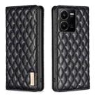 For vivo Y35 4G / Y22s Diamond Lattice Magnetic Leather Flip Phone Case(Black) - 1