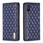 For Xiaomi Redmi 9A Diamond Lattice Magnetic Leather Flip Phone Case(Blue) - 1