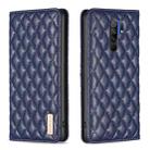 For Xiaomi Redmi 9 Diamond Lattice Magnetic Leather Flip Phone Case(Blue) - 1