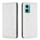 For Xiaomi Redmi 10 5G / Note 11E Diamond Lattice Magnetic Leather Flip Phone Case(White) - 1