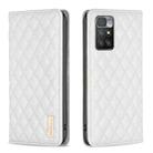 For Xiaomi Redmi 10 2022 / Note 11 4G Diamond Lattice Magnetic Leather Flip Phone Case(White) - 1