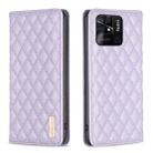 For Xiaomi Redmi 10C Diamond Lattice Magnetic Leather Flip Phone Case(Purple) - 1